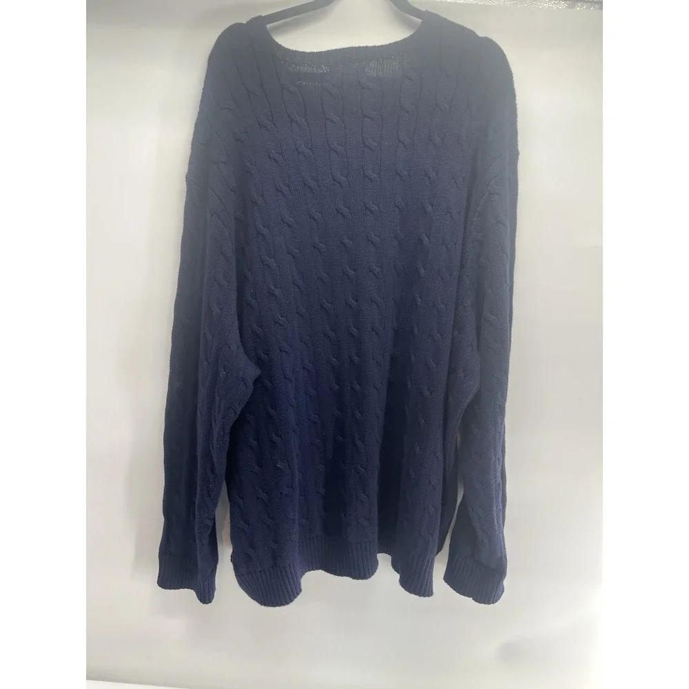 Polo Ralph Lauren Men's 5X Navy Cable‎ Knit Sweater Pony Logo